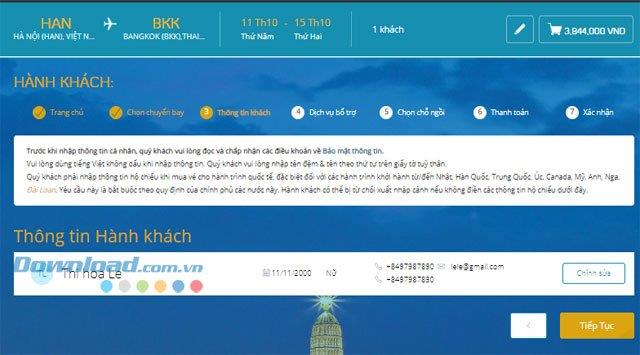 Instructions pour réserver en ligne des vols avec Vietnam Airlines