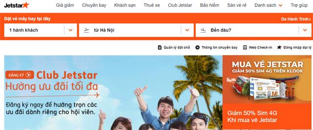 Instruções sobre como reservar voos baratos da Jetstar on-line