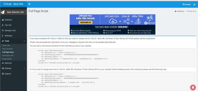 Instructions for shortening links by 123Link