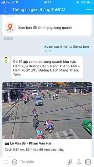 Comment voir la caméra de circulation de Ho Chi Minh-Ville sur Zalo