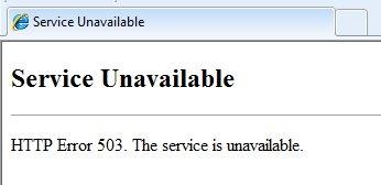 Instructions for fixing 503 Service Unavailable errors