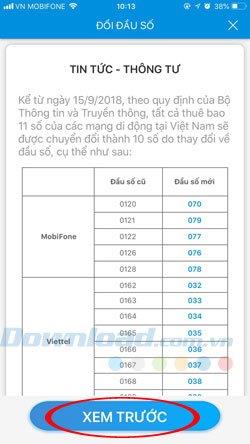 How to transfer 11-digit sims to 10 digits on the Viettel, Vinaphone and Mobifone network App