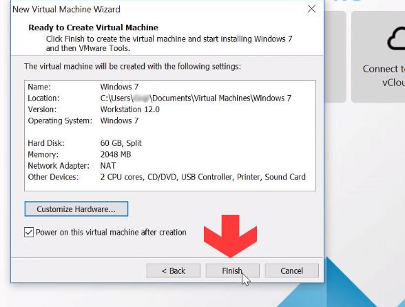 Instructions on how to install and run Windows 7 on a VMware virtual machine