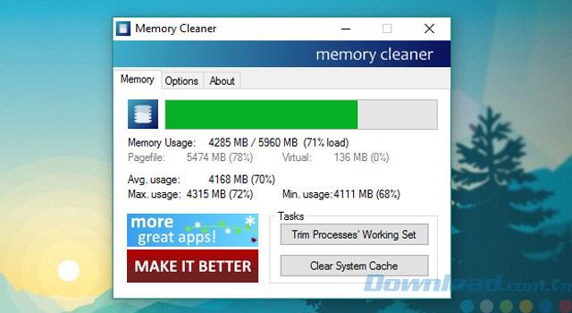 Optimize your computer RAM with Memory Cleaner software