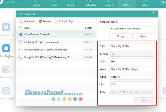 Bagaimana cara mengedit informasi file musik dengan 3uTools