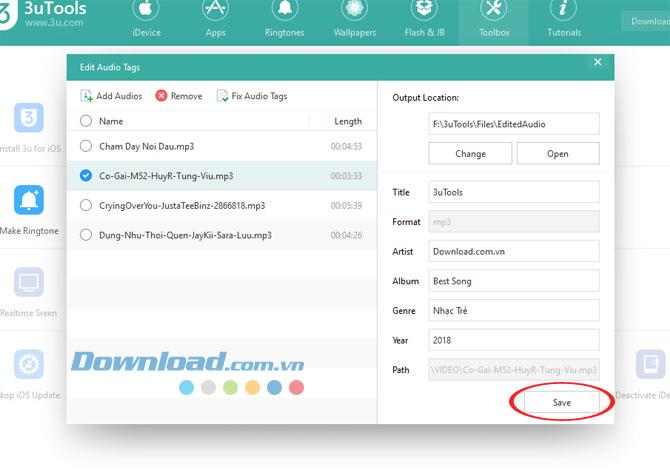 Bagaimana cara mengedit informasi file musik dengan 3uTools