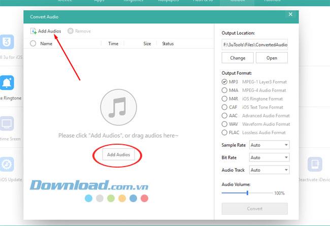 Cara mengonversi format audio, ganti buntut musik dengan perangkat lunak 3uTools