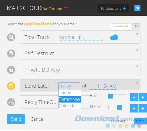 Instructions for setting up and sending a self-destruct email with Dmail