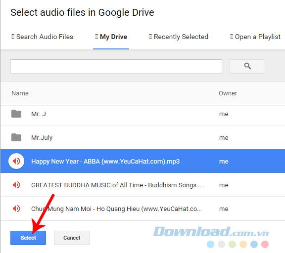 Create playlists in Google Drive