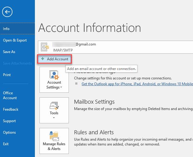 How to set up Gmail management on Outlook