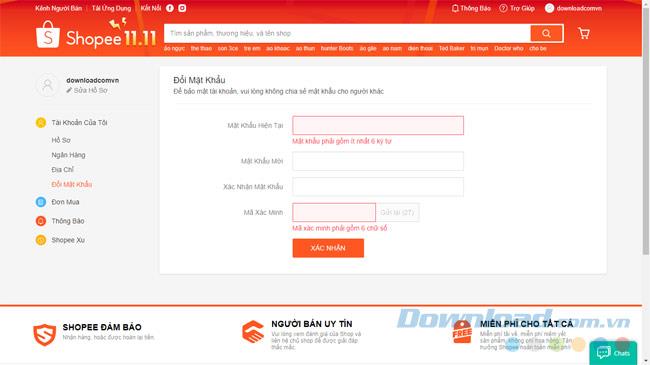 Instructions pour modifier les informations de votre compte Shopee