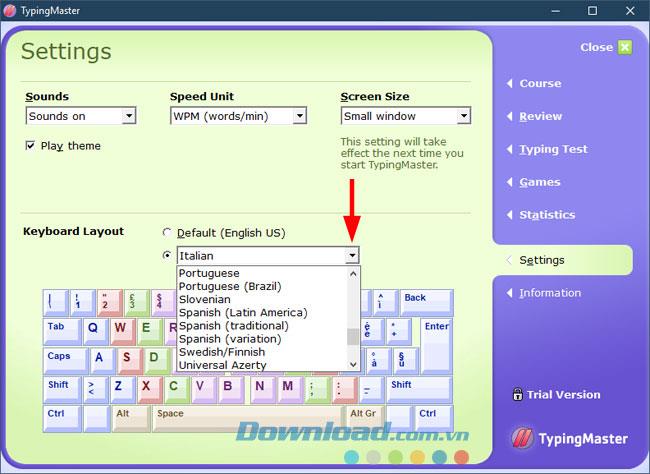 Petunjuk untuk menggunakan perangkat lunak TypingMaster Pro di komputer