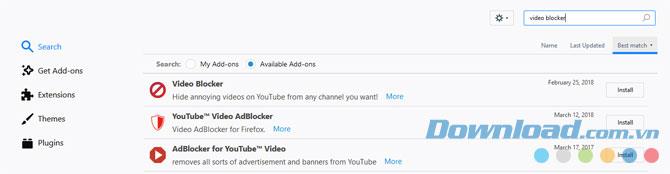 Instructions on how to block channels and videos on Youtube with Video Blocker