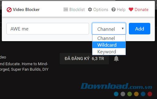 Instructions on how to block channels and videos on Youtube with Video Blocker