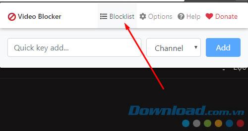 Instructions on how to block channels and videos on Youtube with Video Blocker