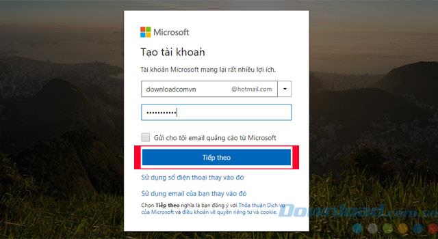 Instructions to create a Microsoft account fastest