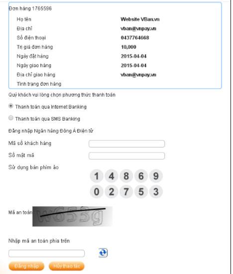 Instruksi untuk mendaftar dan menggunakan layanan eBanking di Dong A Bank