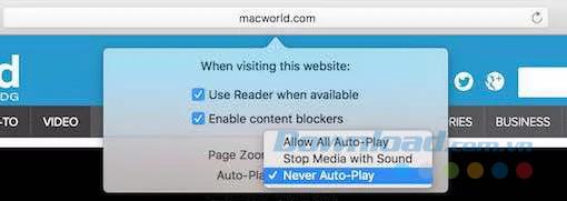 Instructions for disabling autoplay videos on Mac