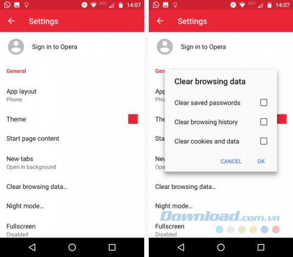 Instructions for clearing browsing history on Android devices