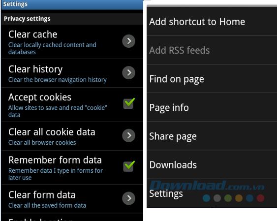 Instructions for clearing browsing history on Android devices