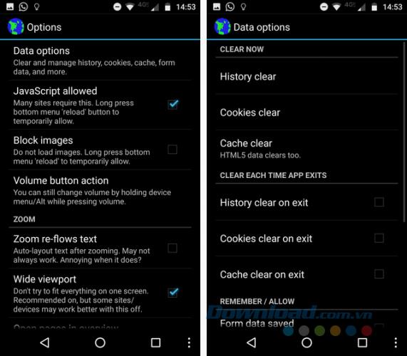 Instructions for clearing browsing history on Android devices