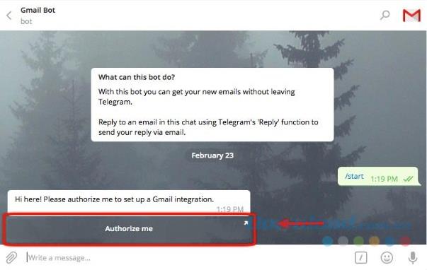 Instructions for getting Gmail in Telegram