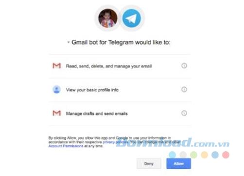 Instructions for getting Gmail in Telegram