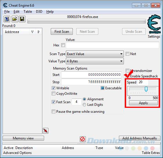 Speed ​​up Firefox with Cheat Engine