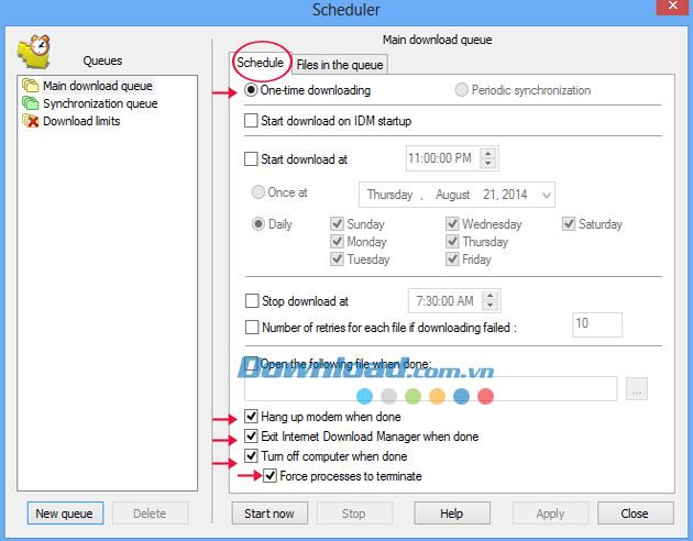 Schedule IDM to automatically shutdown