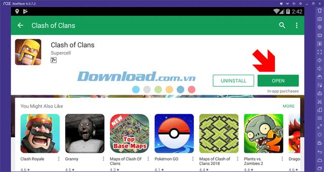 Instructions for downloading and installing Clash Of Clan on your computer with NoxPlayer