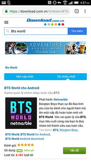 Instructions to install the game BTS World on the phone