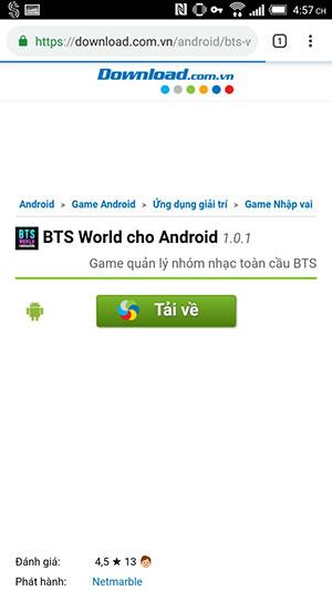 Instructions to install the game BTS World on the phone