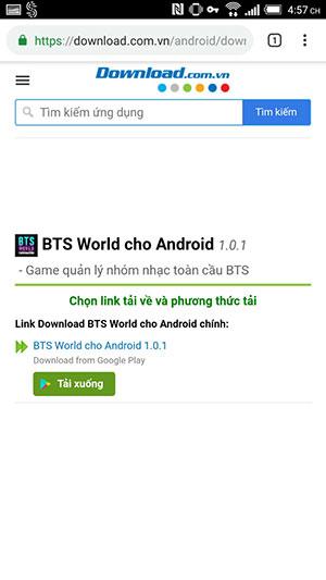 Instructions to install the game BTS World on the phone