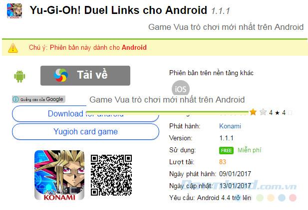 How to install and play the Yu-Gi-Oh game! Duel Links on computers