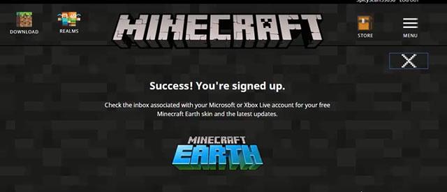 Petunjuk untuk pendaftaran awal game Minecraft Earth