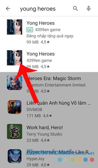 Instruksi untuk mengunduh dan memainkan Yong Heroes di ponsel Anda