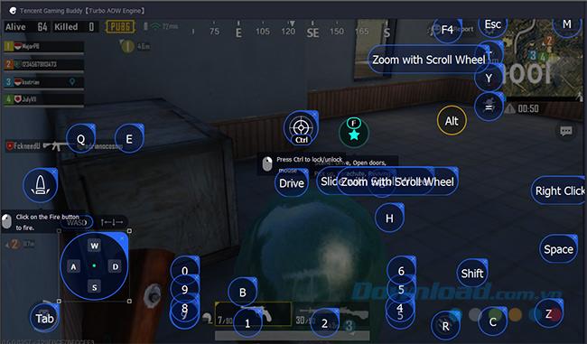 Siapkan keyboard virtual untuk memainkan PUBG Mobile di Tencent Gaming Buddy