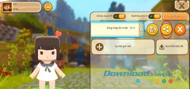 Cara membuat sandaran dan berkongsi peta di Mini World: Block Art