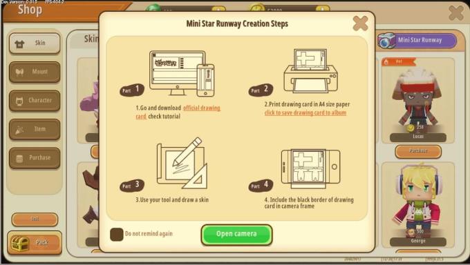 Instruções para usar a Mini Star Runway no Mini World: Block Art
