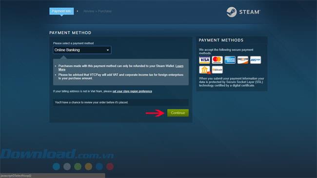 Instruction for payment in Vietnamese Dong on Steam