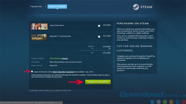 Instruction for payment in Vietnamese Dong on Steam