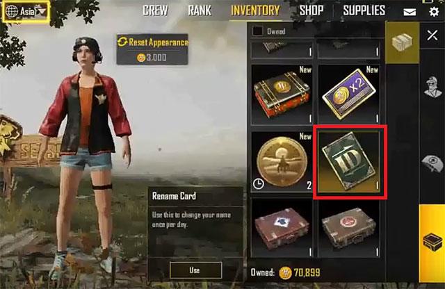 Instructions for changing the character name in PUBG Mobile