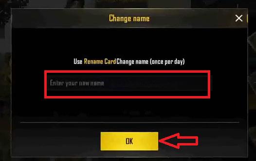 Instructions for changing the character name in PUBG Mobile