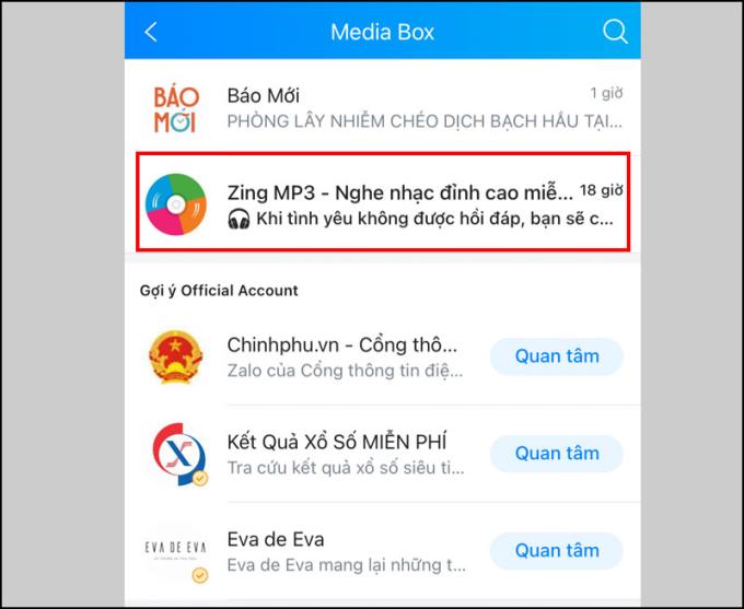 What is Zalo Media Box?  How to delete, block messages from Zalo Official Account