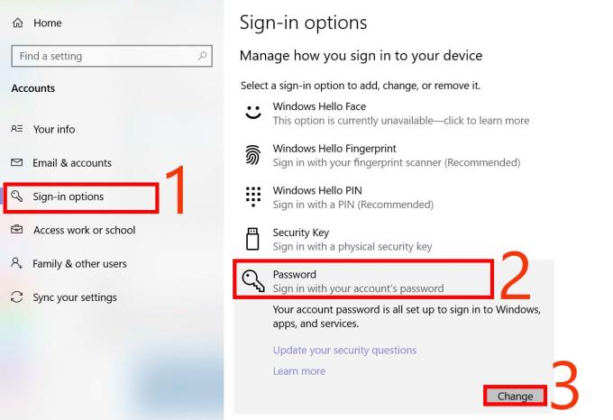 Windows 10 bilgisayarlar için parolalar nasıl ayarlanır ve değiştirilir