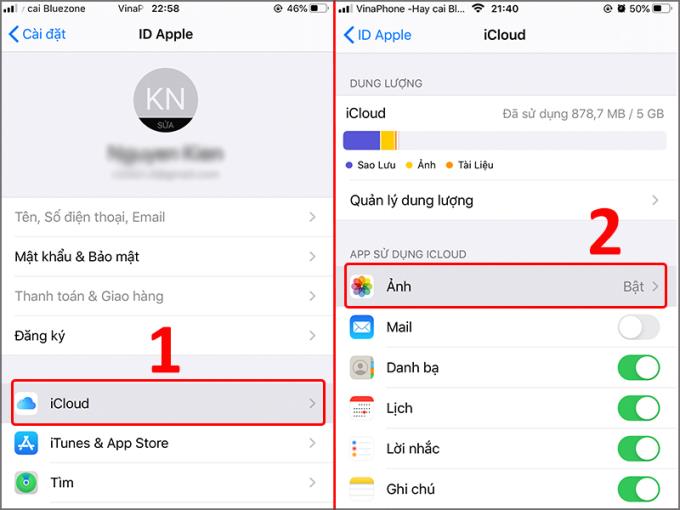 Cara menonaktifkan sinkronisasi akun iCloud, foto, kontak di iPhone sederhana