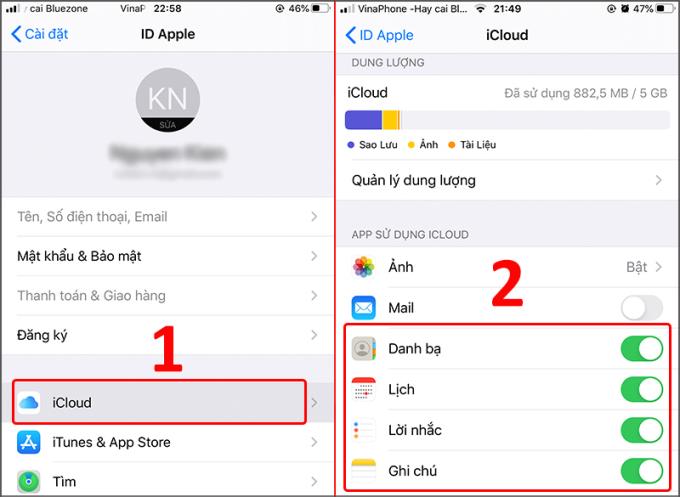 Cara menonaktifkan sinkronisasi akun iCloud, foto, kontak di iPhone sederhana