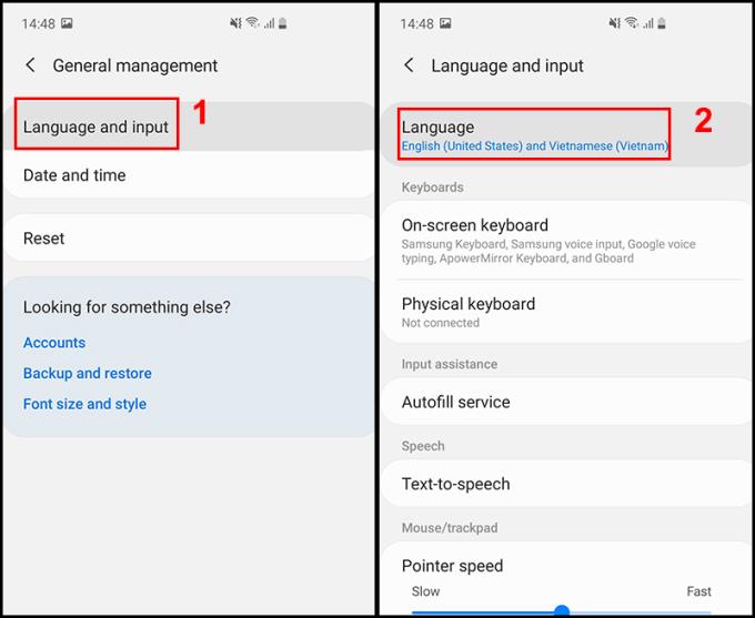 有關如何在 Android 設備上將語言從英語更改為越南語的說明