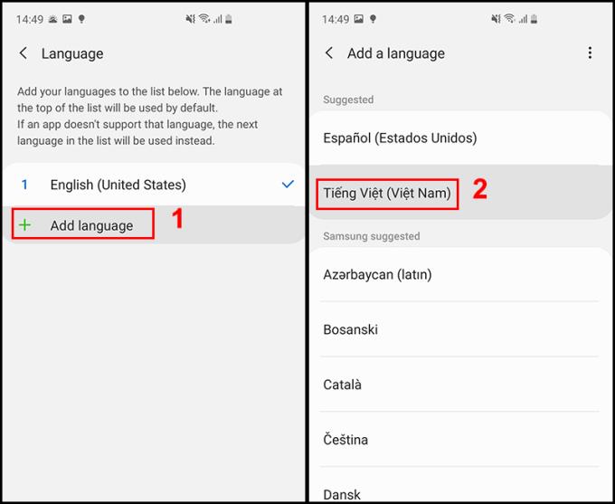 Android cihazlarda dili İngilizce'den Vietnamca'ya nasıl değiştireceğinize ilişkin talimatlar
