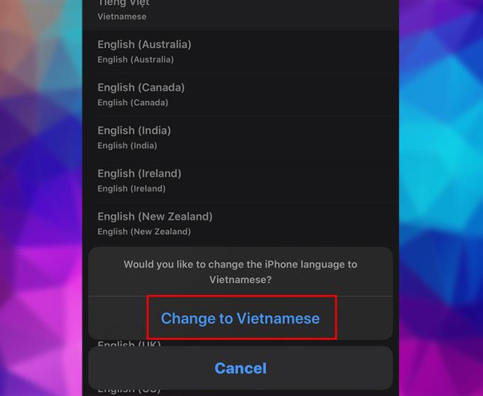 تعليمات حول كيفية تغيير اللغة من الإنجليزية إلى الفيتنامية على iPhone و iPad
